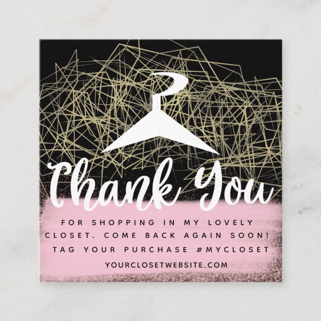 Faux Guld Boutique Online Closet Clothing Business Fyrkantigt Visitkort (Framsida)