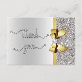 Faux Guld Bow Silver Sequins Tack Kort