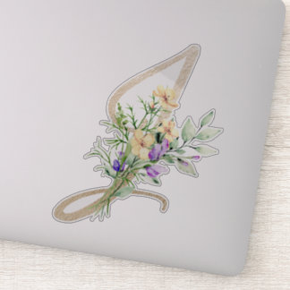 Faux Guld Brev ’J’ Watercolor Vild Flowers Klistermärken
