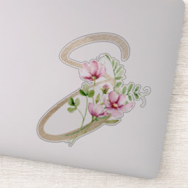 Faux Guld Brev ’S’ Watercolor Vild Flowers Klistermärken