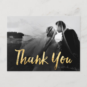 Faux Guld Bröllop Photo Tackto You Card Vykort