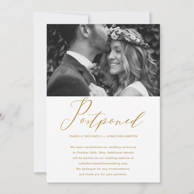 Faux Guld Bröllop senareläggning av nytt datumfoto Meddelande (Framsida)