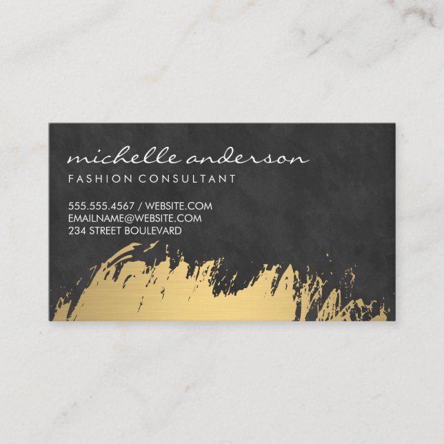 Faux Guld Brushed Black Lush Struktur Visitkort (Framsida)