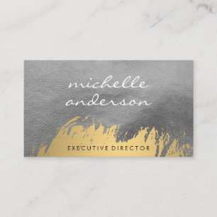 Faux Guld Brushed/läder Print Visitkort