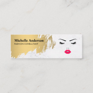 Faux Guld Brushed Makeup Artist Fashionista Mini Visitkort