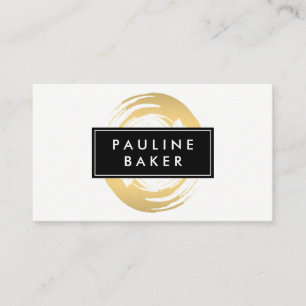 Faux Guld Brushed med Black White-etikett Visitkort