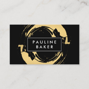Faux Guld Brushed med Black White Label Variation Visitkort