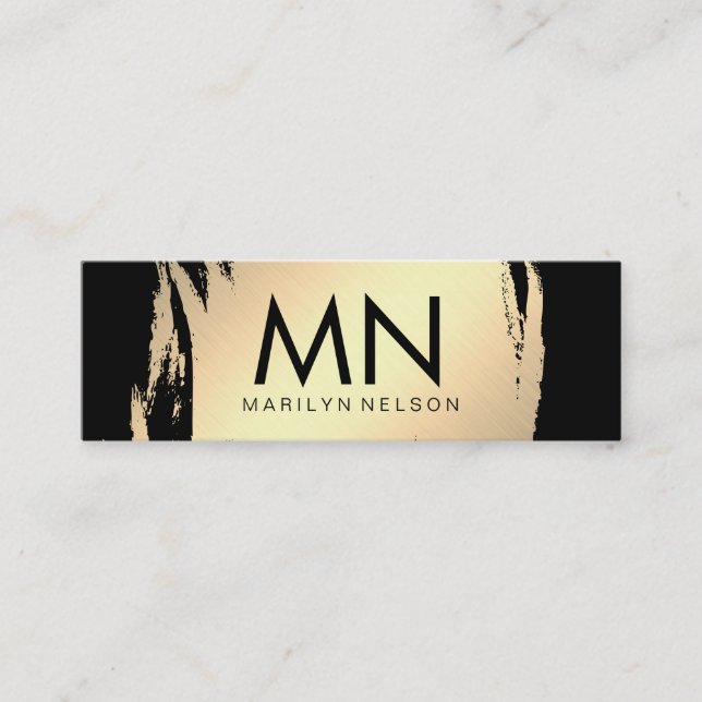 Faux Guld Brushed med Chic Monogram Mini Visitkort (Framsida)