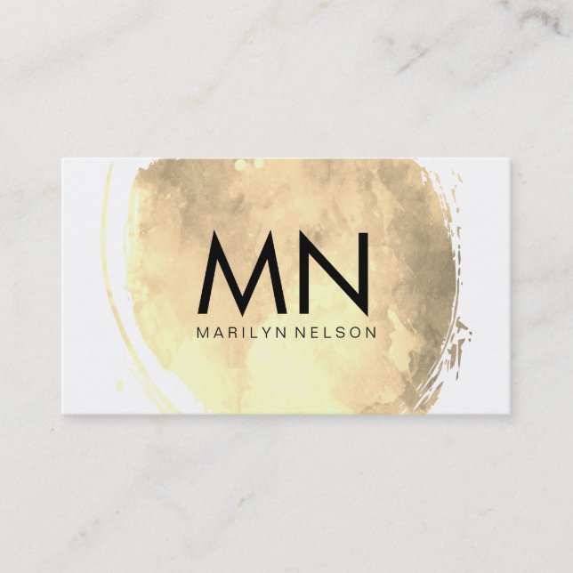 Faux Guld Brushed med Chic Monogram Visitkort (Framsida)