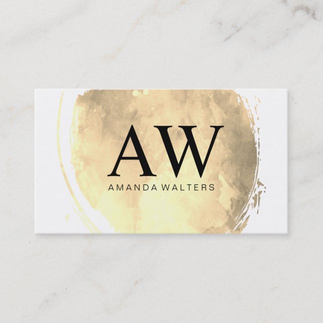 Faux Guld Brushed med Serif Monogram Visitkort (Framsida)