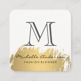 Faux Guld Brushed Monogram Fyrkantigt Visitkort