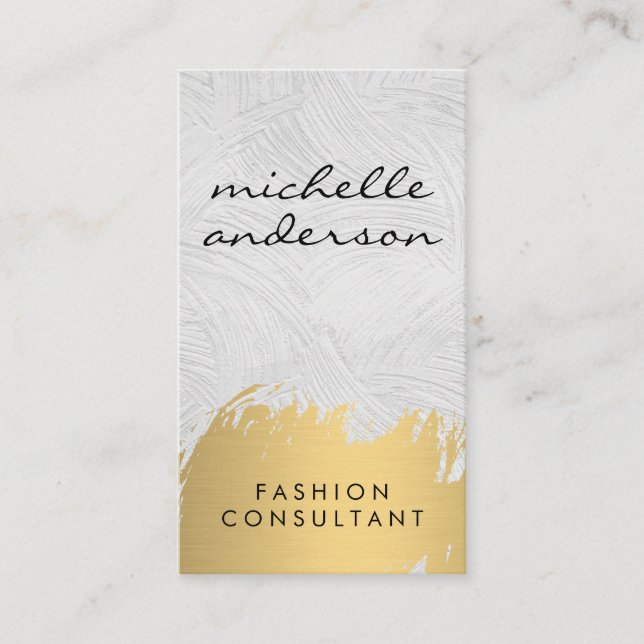 Faux Guld Brushed White Grått | Fashionista Visitkort (Framsida)