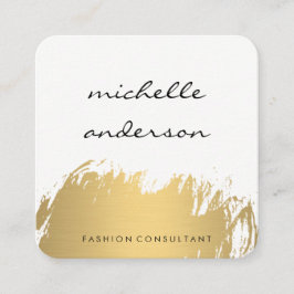 Faux Guld Brushed White Grått Fyrkantigt Visitkort