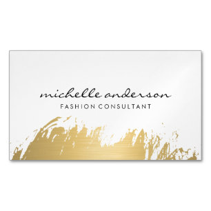 Faux Guld Brushed White Grått Magnetiska Visitkort