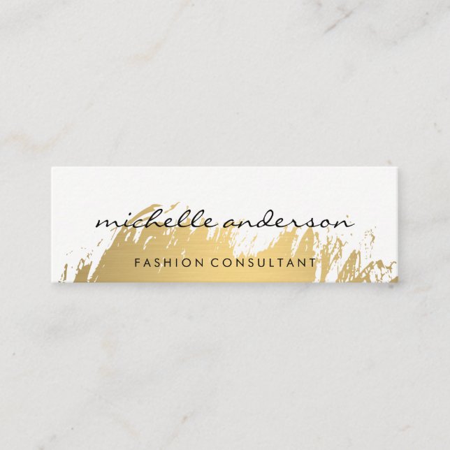 Faux Guld Brushed White Grått Mini Visitkort (Framsida)