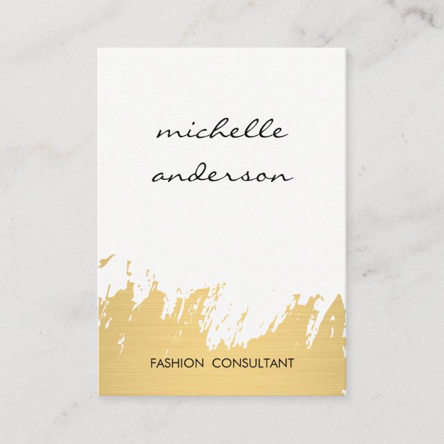 Faux Guld Brushed White Grått Visitkort (Framsida)