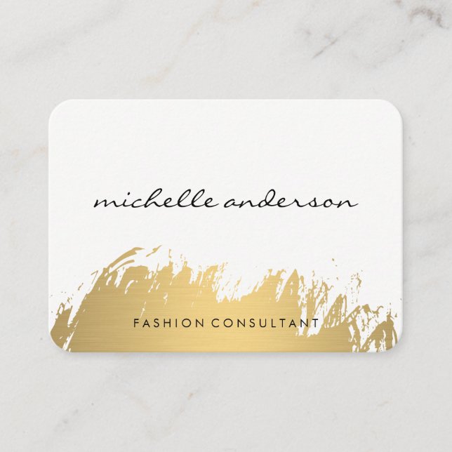 Faux Guld Brushed White Grått Visitkort (Framsida)