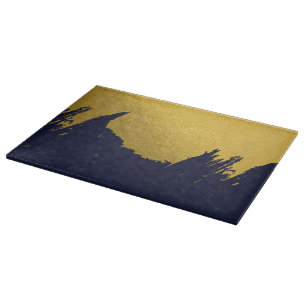Faux Guld Brushstroks med marinblå bakgrund