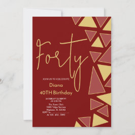 Faux Guld & burgundy Birthday-inbjudan Inbjudningar