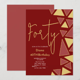 Faux Guld & burgundy Birthday-inbjudan Inbjudningar