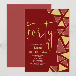 Faux Guld & burgundy Birthday-inbjudan Inbjudningar