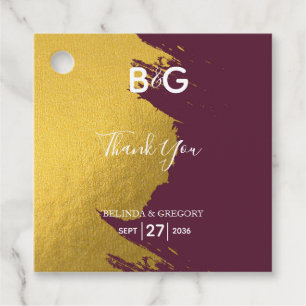 Faux Guld Burgundy, Monogram Bröllop Gift Gåvor Etiketter