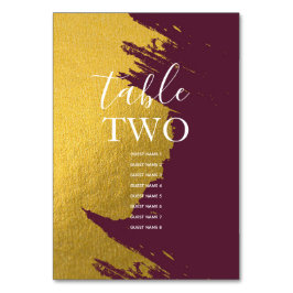 Faux Guld Burgundy, Monogram Bröllop Guest Namn Bordsnummer