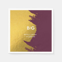 Faux Guld Burgundy, Monogram Bröllop