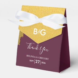 Faux Guld Burgundy, Monogram Bröllop Presentaskar