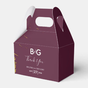 Faux Guld Burgundy, Monogram Bröllop Presentaskar