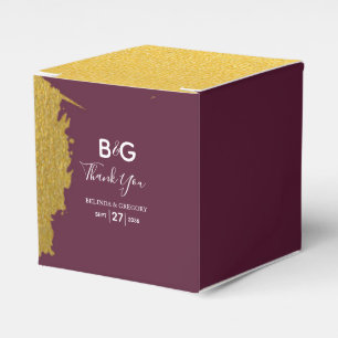 Faux Guld Burgundy, Monogram Bröllop Presentaskar