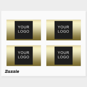 Faux Guld Business Corporate Logotyp Design Rektangulärt Klistermärke