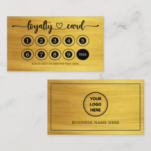 Faux Guld Business Logotyp Store Salon Coffee Shop Lojalitetskort