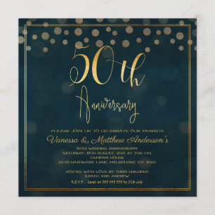 Faux Guld Calligraphy 50-årsjubiléet Inbjudningar