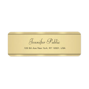 Faux Guld Calligraphy Elegant Modern Handskrift Returadress Etikett