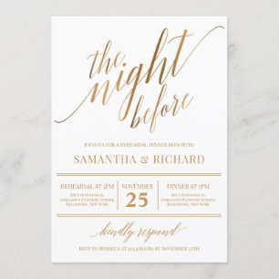 Faux guld calligraphy lettering rustic rehearsal inbjudningar