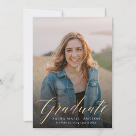 Faux Guld Calligraphy Student Photo Inbjudningar