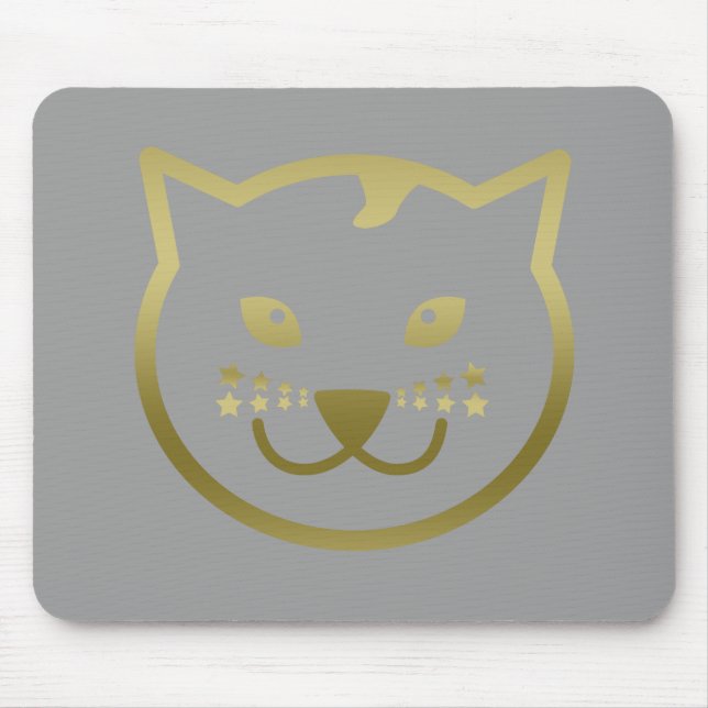 Faux Guld Cat Ansikte - Anpassningsbar, bakgrund f Musmatta (Framsidan)