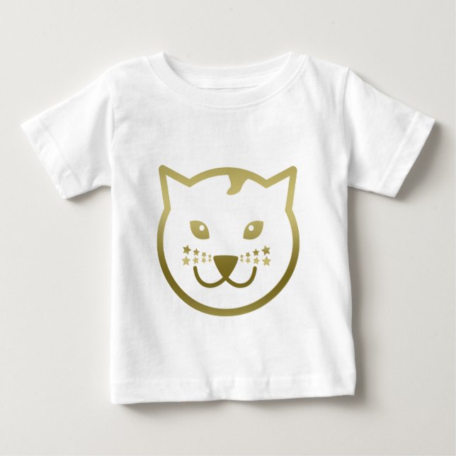 Faux Guld Cat Ansikte - Anpassningsbar, bakgrund f T-shirt (Framsida)