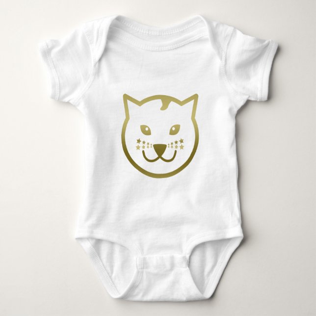 Faux Guld Cat Ansikte - Anpassningsbar, bakgrund f Tee (Framsida)