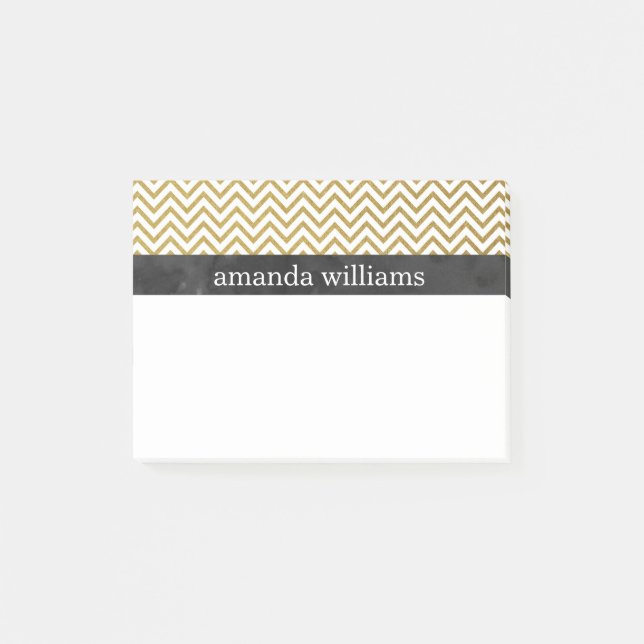 Faux Guld Chevron Rand Post-it Block (Framsida)
