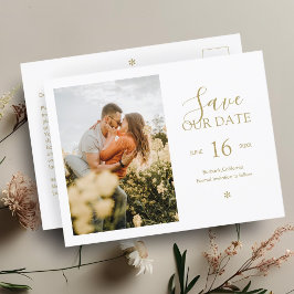 Faux Guld | Chicen Spara datumfoto minimalt Vykort