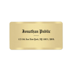 Faux Guld Classic Old Stil Font Elegant Template Adressetikett