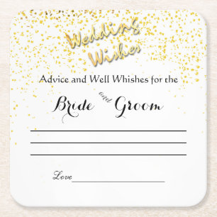 Faux, Guld Confetti, Advice och well Önskemål Underlägg Papper Kvadrat