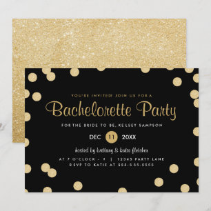 Faux Guld Confetti Bachelorette Party Inbjudan