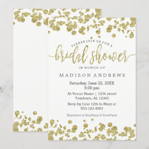 Faux Guld Confetti Bling Inbjudningskort för möhip