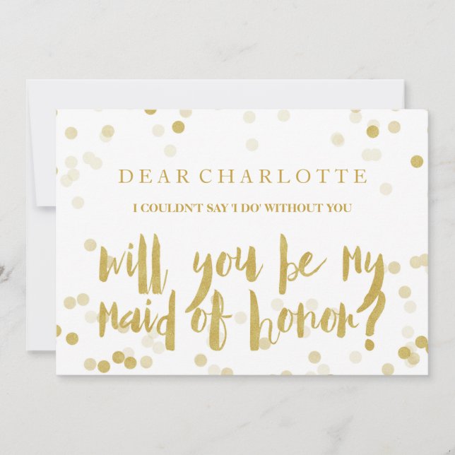 Faux Guld Confetti blir du min Maid of honor Inbjudningar (Framsida)