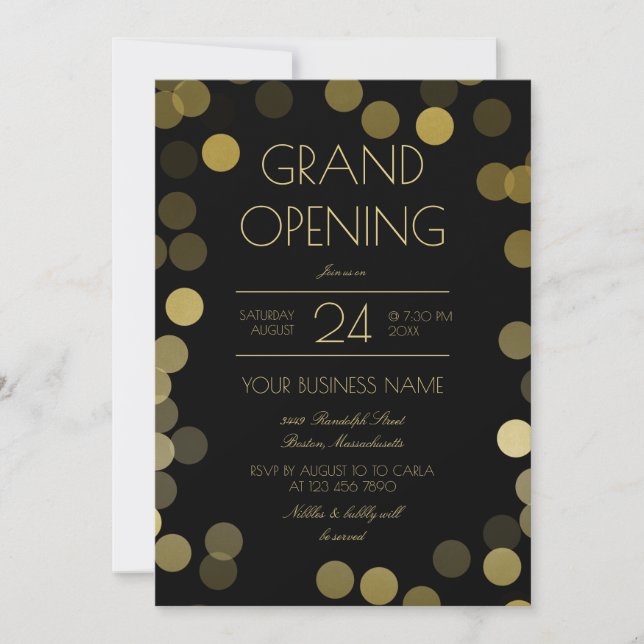 Faux Guld Confetti Business Grand Open Inbjudningar (Framsida)