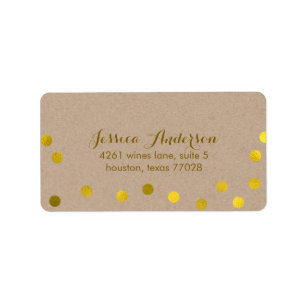 Faux Guld Confetti Dots Adressetikett