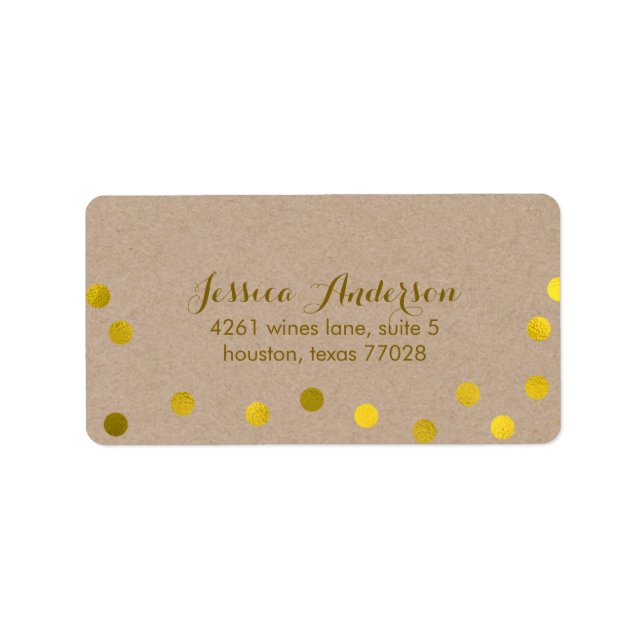 Faux Guld Confetti Dots Adressetikett (Framsidan)